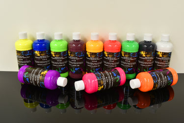 Blacklight Reactive Fluorescent Acrylic Paints 12 Pack 16 Ounce Bottles